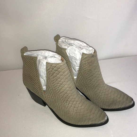 JEFFREY CAMPBELL CROMWELL KHAKI SNAKE ANKLE BOOTS - Picture 2 of 6